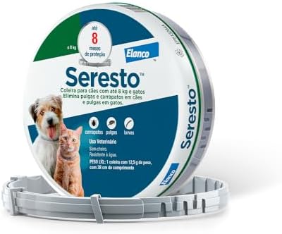 Coleira Seresto® anti-carrapatos e pulgas para cães e gatos de at...