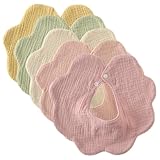 [GoUseGo] ベビー スタイ 360度 5枚セット 6重ガーゼ 赤ちゃん 大きめ 花びらスタイ 無地 女の子 男の子 よだれかけ 綿100% ナチュラル 新生児 ベビーギフト 出産祝い