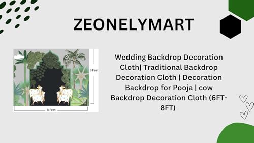 Image of zeonely mart pichwai Backdrop Cloth for Decoration| varalakshmi Pooja backdrops Cloths | Backdrop Cloth for Decoration Pooja| Cow Backdrops Cloth for Decorations (8FT-6 FT) Black Colour