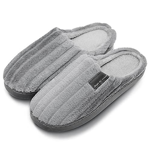 R-ISLAND chaussons homme hiver chaud pantoufle homme peluche pantoufles chausson fourrés chaussons mules homme chausson homme chausse pied pantoufle homme,Gris,41 EU Cover