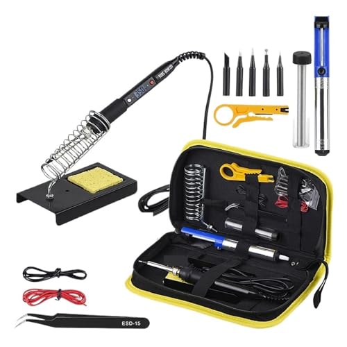 はんだごて セット 温度調節可能なLCDはんだごてキット 80W はんだ溶接ツール はんだ付けチップ ワイヤーはんだ除去ポンプ ヒーター DIYや修理に多目的に使える(KIT3)