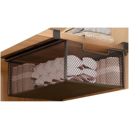 Qfmr 二つ装 デスク下収納 後付け引き出し テーブル下収納ラック 収納ケース ラック デスク 鉄製 テーブル下収納 文房具 卓上整理 小物整理 (ブラック二つ装)