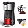 Famiworths Single Serve Coffee Maker for K Cup & Ground Coffee, With Bold Brew, One Cup Coffee Maker, 6 to 14 oz. Brew Sizes, Fits Travel Mug, Classic Black Famiworths Single Serve Coffee Maker for K Cup & Ground Coffee, With Bold Brew, One Cup Coffee Maker, 6 to 14 oz. Brew Sizes, Fits Travel Mug, Classic Black