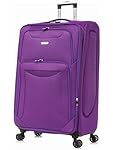 FLYMAX 24" Medium Super Lightweight 4 Wheel Suitcase Luggage Expandable with Wheels Purple