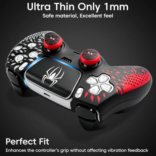 Image of Sounce PS5 Controller Silicone Cover Case | Anti-Slip Protective Skin for PlayStation DualSense | Scratch Resistant & Shock Proof | PS5 Controller Accessories | Red & White