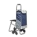 Trolley per la spesa Trolley Pieghevole Carrello di Acquisto del Metallo su Ruote Salire Le Scale Carrello della Spesa con Sedie for Shopping E Visite Turistiche (Color : B, Size : 50 * 40 * 98cm)