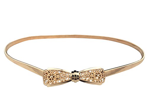 E-Clover Cute Bowknot Metal Buckle Skinny Stretch Waist Belt For Dress