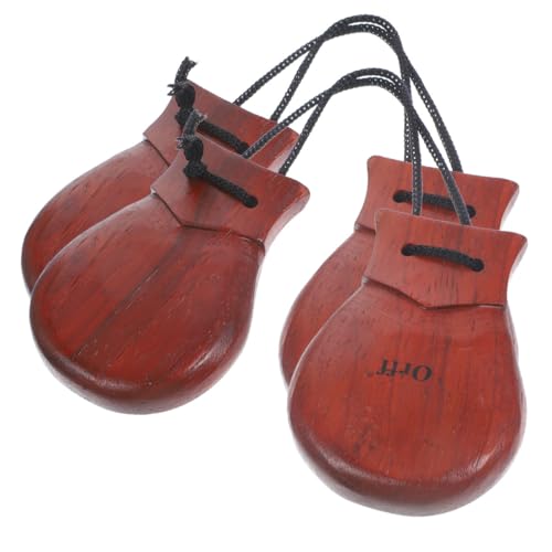 FUNNETOYU Castañuelas de Madera de Peral sin Mango 2 Unidades Grandes para Percusión Manual Instrumento de Percusión para Adultos Ideales para Fiestas y Aprendizaje Musical