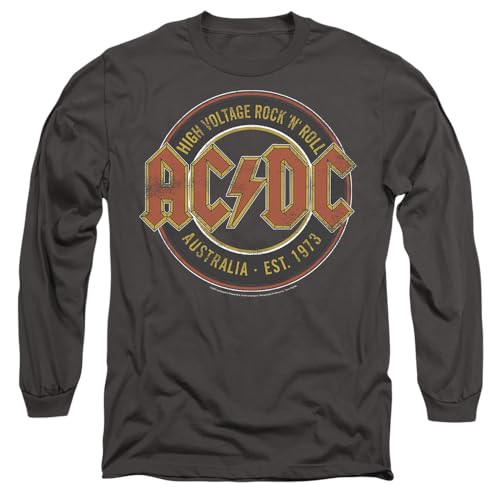 ACDC T-Shirt Mixte Manches Longues Noir Rock Est 1973 Taille Adulte