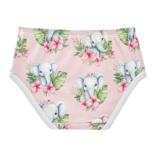 Joisal Toddlers Underwear Floral 2t Cotton Cute Panties Girl Bright Briefs Girls Undies Cute Elephants Flowers Pink2