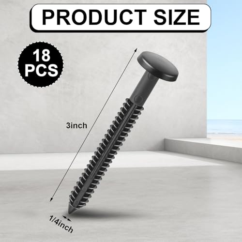 Image of Blulu 18 Pcs 3 Inch Vinyl Shutter Fastener Window Panel Peg Lok Pin Pegs Screws Shutter Spikes Anchor (Tuxedo Gray)