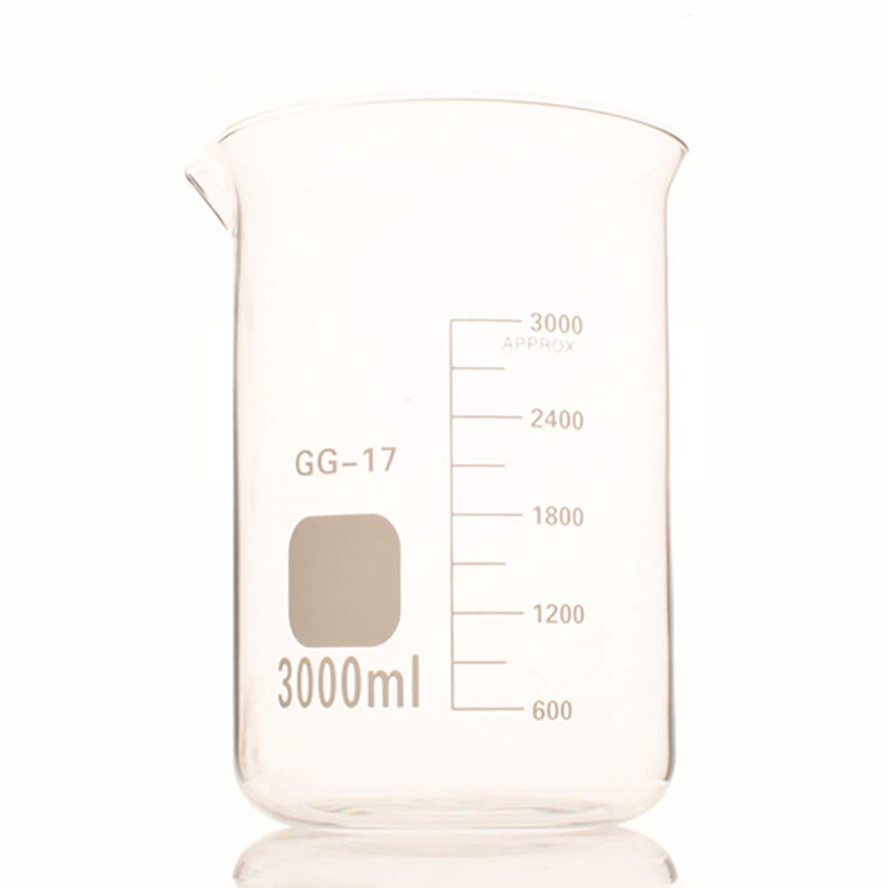 Glasbecher-Messbecher, Borosilikat-HochtemperaturbestäNdigkeit, Kitchen Lab School Mehrere Spezifikationen Messen Und Mischen Sie Den Becher Mit Dem AusgießEr,3000ml