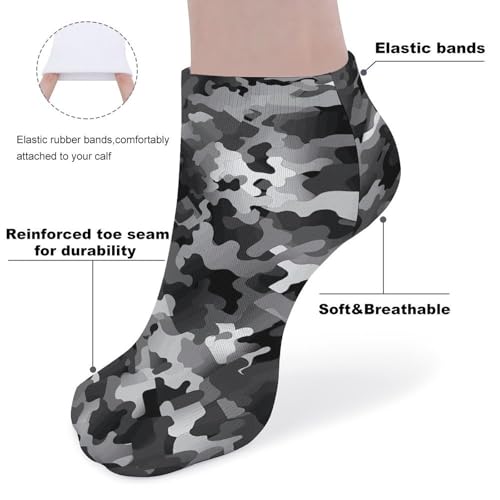 Black White Gray Camouflage No Show Sock for Men Women Low Cut Athletic Running Socks Wicking Odor Resist Socks 5 Pairs3