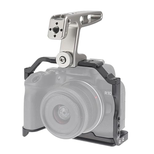 �݊���������܂�Canon EOS R10 �J�����P�[�W���O�ƁA�r�f�I�ʐ^�p�̃n���h���ƈʒu���ߌ����t���Ă��܂��B(Slider handle)