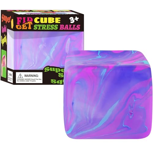 Large Fidget Toys Squishy Stress Cube - Giant Ice Cube Sensory Ball,Squishy Stress Relief Toys, Autism Fidget, Classroom Prize, Squishy Fidget Toys, Stress Balls for Adults & Kids (Purple, 1)