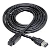 dyCGTime Firewire Premium Cable 800 IEEE 1394B 9 Pin to 9 Pin Male to Male 6 Ft Black (9 Pin to 6 Pin)