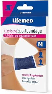 Lifemed – Vendaje deportivo elástico, color azul, tamaño M, estabiliza y alivia la mano, comodidad segura, 3 unidades