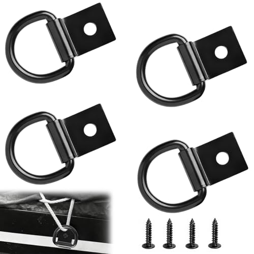 4 Pezzi Anelli di Ancoraggio Inox, 65mm Ganci Furgone con Viti, Occhielli di Fissaggio ad Anello a D, Anelli di Fissaggio Ganci per Fissare Il Carico su Rimorchi, Automobili, Furgoni, Camion, Kayak