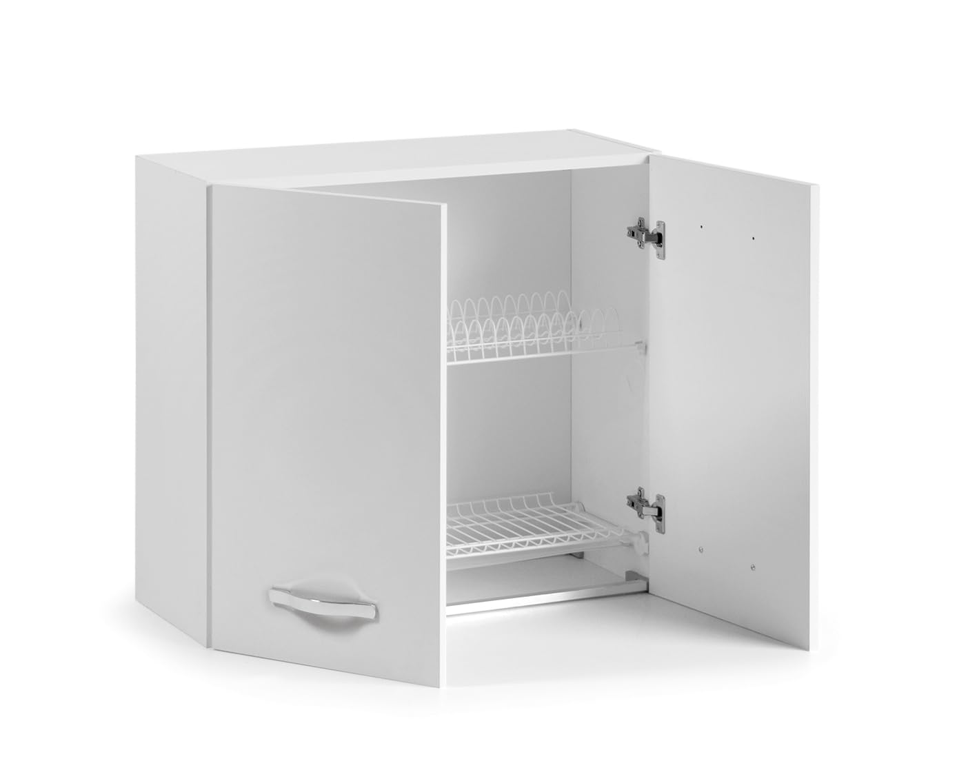 Linea Azzurra Cucina Completa Componibile in Legno Made in Italy con 1x Sottolavello, 1x Lavello con Vasca a Destra, 1x Miscelatore, 1x Cassettiera, 1x Base, 1x Colapiatto e 1x Pensile (Bianco)