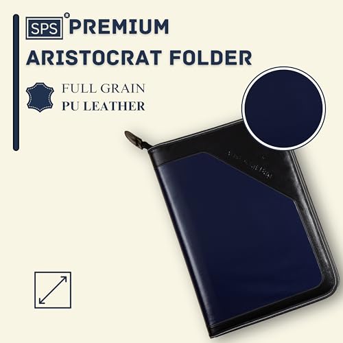 Image of SPS PU Leather 36-Pocket A4 File Organizer - Professional Document Holder for Certificates, Legal Documents, Home, Office, School Use (Blue)