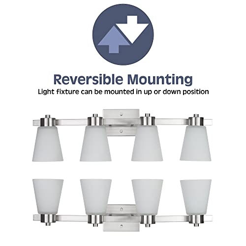 Image of Prominence Home Fairendale 4 Light Brushed Nickel Bathroom Vanity Light with Frosted Glass