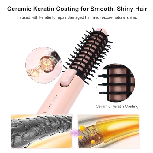 Plancha para el cabello inalámbrica portátil con peine, calefacción MCH, control de iones negativos, batería recargable de 6800 mAh, cepillo para rizar y alisar (modelo GT2501) miniatura 3