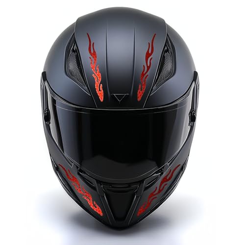 Image of customTAYLOR33 High-Intensity Grade Premium Reflective Tribal Flame Helmet Decals, Motorcycle Safety Sticker Decals (Red)