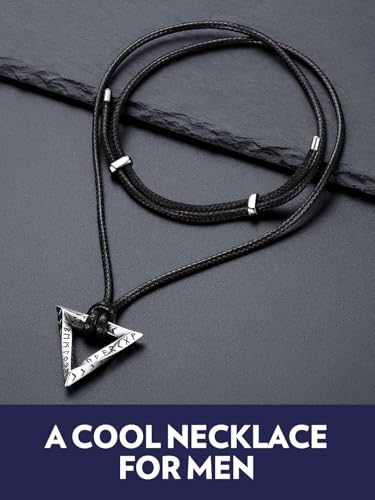 Bandmax Viking Necklaces for Men Stainless Steel Silver Tone/Black Nordic Talisman Pendant with Adjustable Wax Rope Chain Mens Necklace Jewelry3