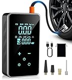Tire Inflator Portable Air Compressor-150PSI Air Pump for Car, Bike Pump Touch Screen/Gauge/Light, Tire Pump 3X Faster Inflation with Tire Pressure Gauge for Motorcycle, Bike, Ball