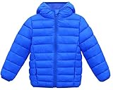 Happy Cherry Hooded Puffer Jackets for Boys and Girls – Lightweight and Packable – Autumn and Winter Coat, Warm and Comfy Blue 5-6 Years