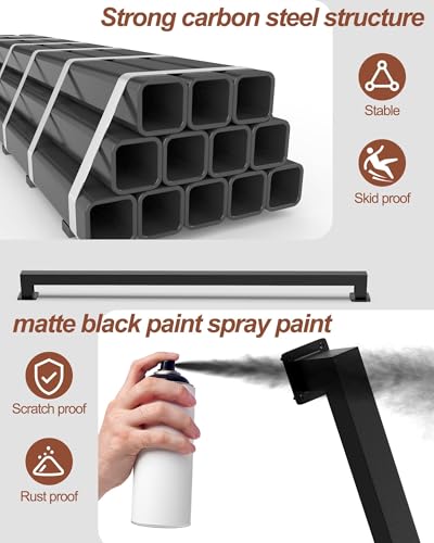 Garde-corps mural 3m en acier premium noir mat - 7