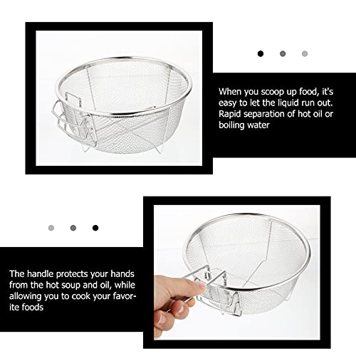 Cabilock Cesto para fritura de arame, mesa para servir, fritas, batatas fritas, cesta de malha, coad