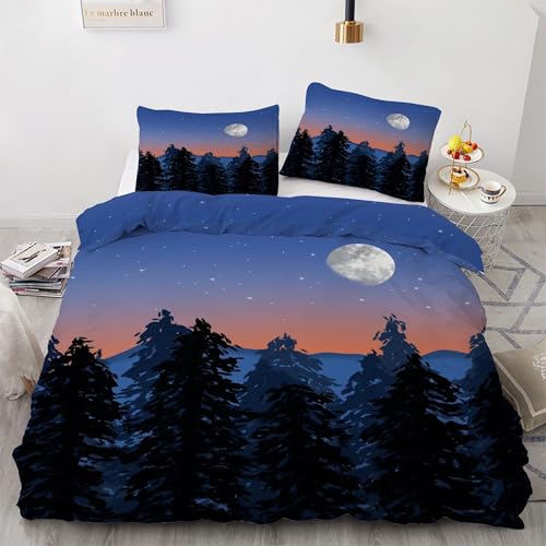 Parure de lit lune 220x240 cm douce avec fermeture éclair pratique