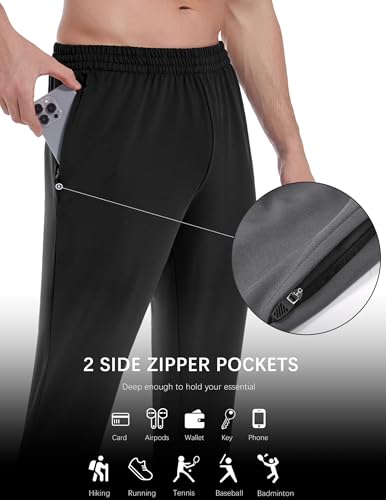 OYGSieg 4 Pack Mens Athletic Sweatpants with Zipper Pockets,Quick Dry Joggers for Men,Workout Casual Hiking Jogging Pants Men3