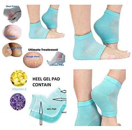 OMAZING KITCHEN Heel Pain Relief Silicone Gel Heel Socks anti crack heel socks Heel Protector Socks Foot Protector Silicon Toe Free Heel Pain Relief Socks For Men And Women (MULTI COLOUR) 4