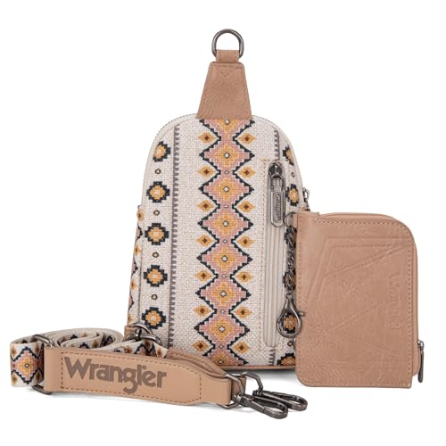 Wrangler Crossbody Bag with Card Wallet Aztec Sling Bag Purse Set WG2205-210WTN by Wrangler - Used condition - Image 6