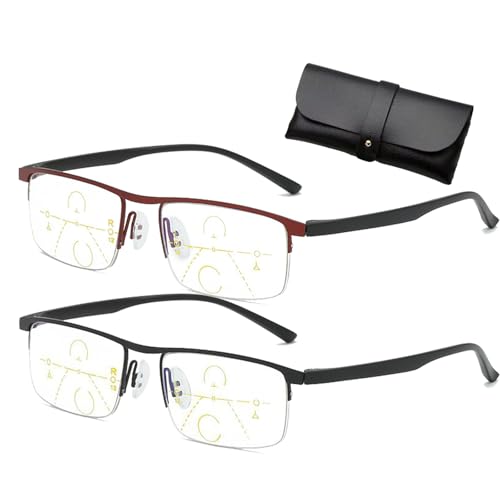 Intelligent Reading Glasses for Men Women,Intelligent Dual Focus Glasses,Auto Focus Glasses Self Adjusting,Far and Near (3.0 x,Black+Red)