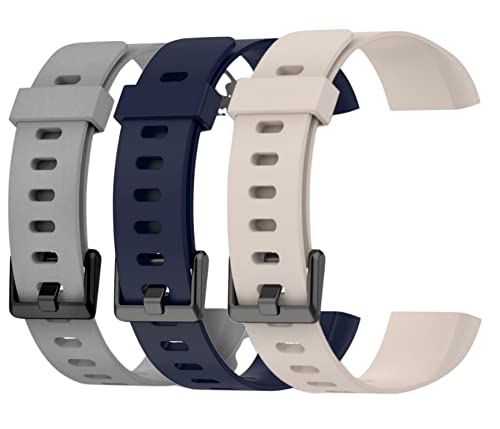 Meyaar Silicon Strap Band Only Compatible with Realme Band (Not For Any other Brand Watch) : (Tracker Not Included) (Strap Only) (Blue + Grey + Beige (3 Pack))