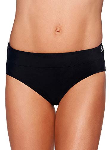 Reebok Lifestyle Women's Swimwear Drawcord Brief Bathing Suit Bottom, Black, Medium