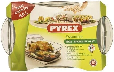 PYREX Essentials Rectangular Bowl with Lid 45 Litres, Transparent, 4,5 Liter