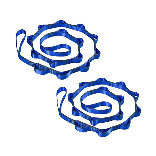 2pcs safety daisy chain multi-ring adjustable nylon strap rope yoga pilates stretch band (Blue Length1.1m)