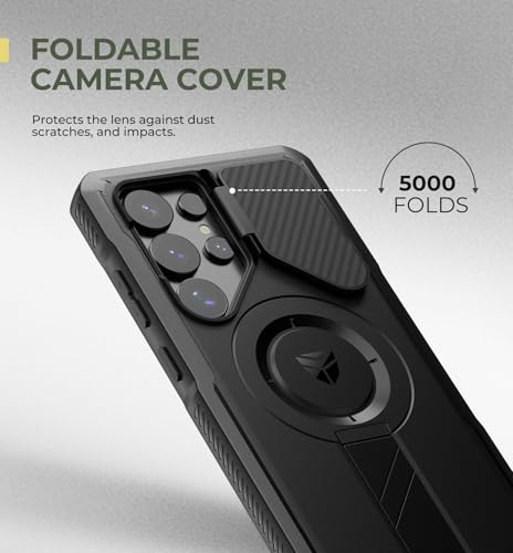 Image of Dexnor for Samsung Galaxy S25 Ultra Case with Camera Cover & Adjustable Kickstand & Built-in Screen Protector, Magnetic Rugged Shockproof Bumper Cases Heavy-Duty Magnetic Protective Cover(2025),Black | with Camera Cover