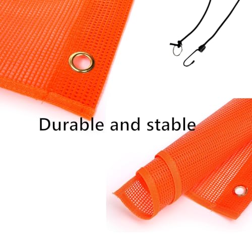 ToppYuanZea 6 Pack Orange Safety Flags for Truck 18 x 18 Inches, Oversize Load Warning Flags with Bungee Cord, Large PVC Mesh Warning Flag for Car, Trailer, Boat, Hunting, Bike