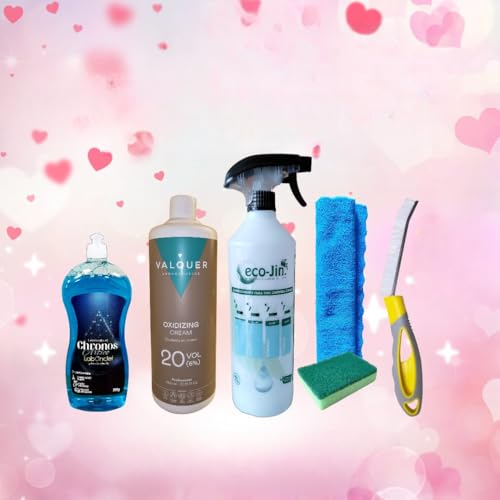 PACK LIMPIEZA ECO-JIN MULTISUPERFICIES FORMADO POR LAVAVAJILLAS CHRONOS + CREMA OXIDANTE + DIFUSOR + CEPILLO JUNTAS + BAYETA Y ESTROPAJO CON ESPONJA (CHRONOS ÁRTICO)