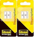 Idena 520051 - Doppelanspitzer aus Metall, Keilform, für dünne und dicke Stifte, 1 Stück (Packung...
