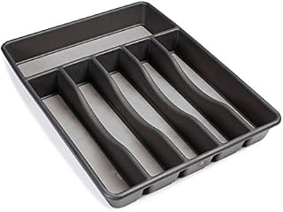 Rubbermaid No-Slip Large, Silverware Tray Organizer, Black with Gray 1994536