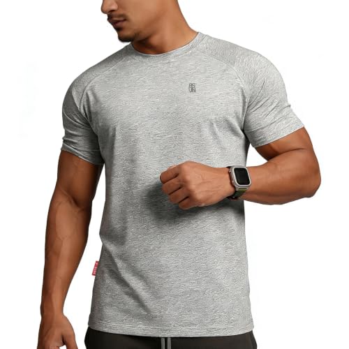 Image of Casual Short Sleeve Crew Neck Classic Wicking Breathable Fitness Muscle Athletic T Shirts Mens