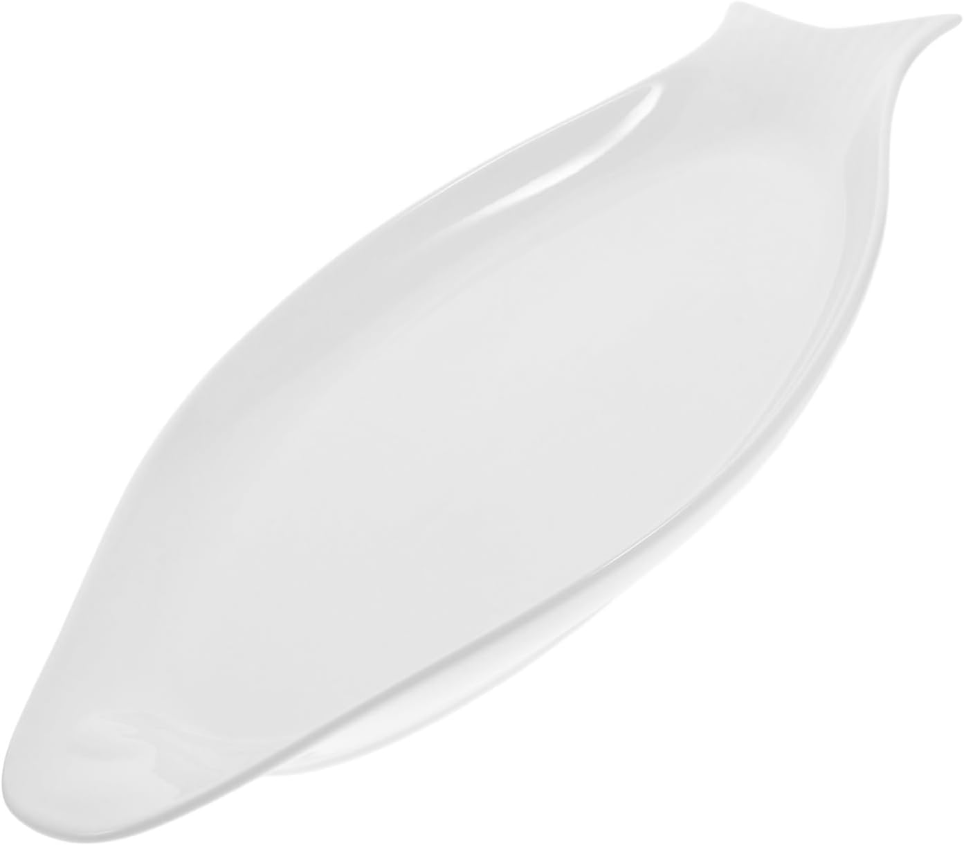 Kichvoe Pure White Ceramic Fish Platter Oval Serving Dish Non Slip Heat Resistant Appetizer Tray for Steamed Desserts Sandwiches Multifunctional Plate for Home and Restaurant Use