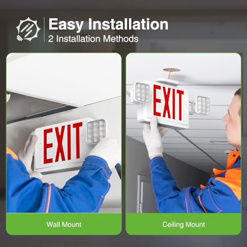 Freelicht 2 Pack Commercial Double-Sided Exit Sign with Large LED Lights by FREELICHT - Image 3