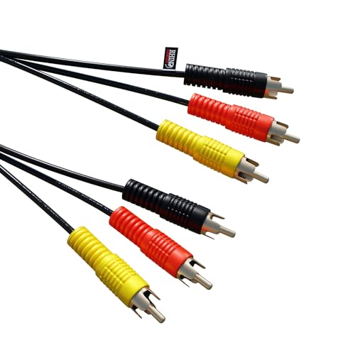 rhinocables - 3 RCA Phono AV Cable, White,Yellow, 5m